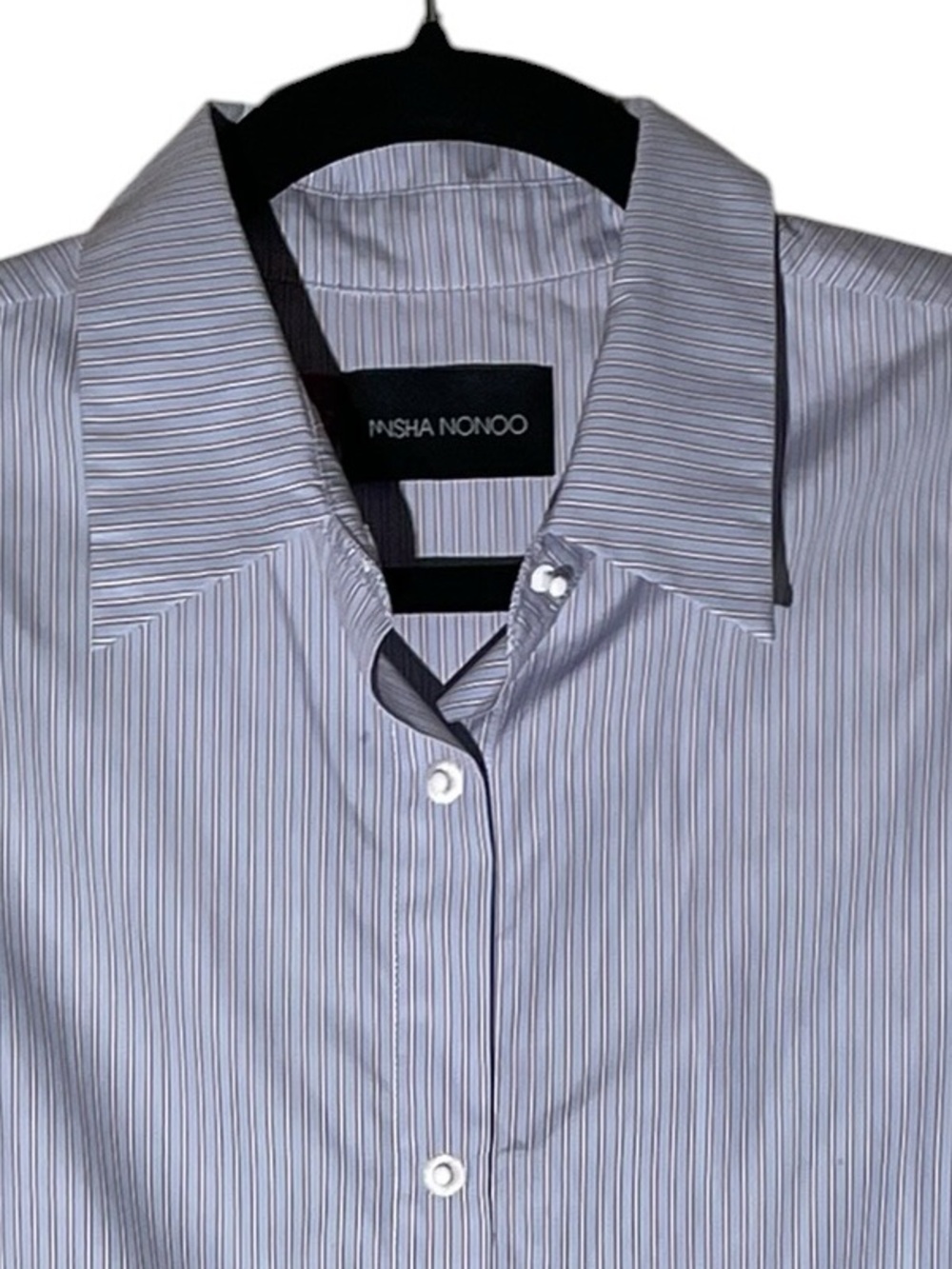 Misha Nonoo The Husband Long Sleeve Collared Cotton Button-Down Shirt Sz L Blue - Picture 4 of 13